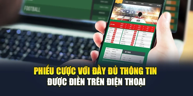 Phiếu cược với đầy đủ thông tin được điền trên điện thoại Phiếu cược với đầy đủ thông tin được điền trên điện thoại